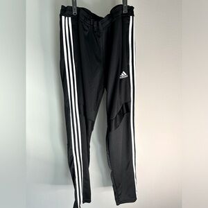 Adidas Joggers L 2 front zipper pockets zipper leg bottoms EUC black/white